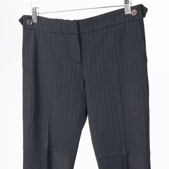 Brunello Cucinelli Grey Wool-Blend Pinstripe Knee-Detail Trousers - Picture 3 of 14